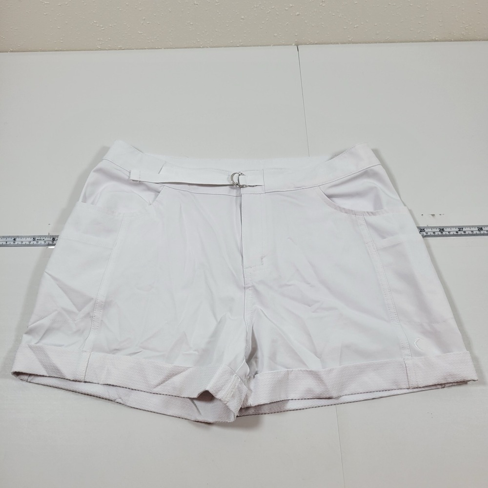 Zyia Active Everywhere Shorts Women M White Excellent Golf Hiking Stretch Belted